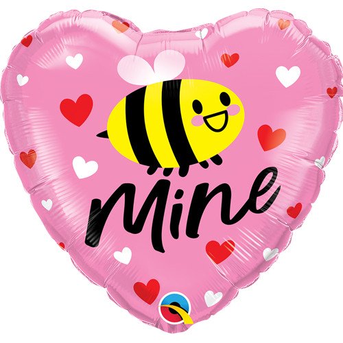 Qualatex 18 inch Bee Mine Hearts Foil Balloon