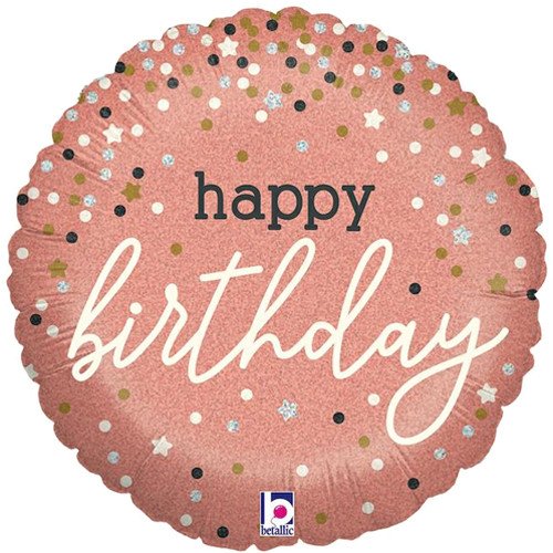 Grabo 18 inch Birthday Confetti Rose Gold Foil Balloon