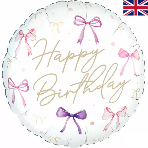 18 inch Happy Birthday Bows Foil Balloon