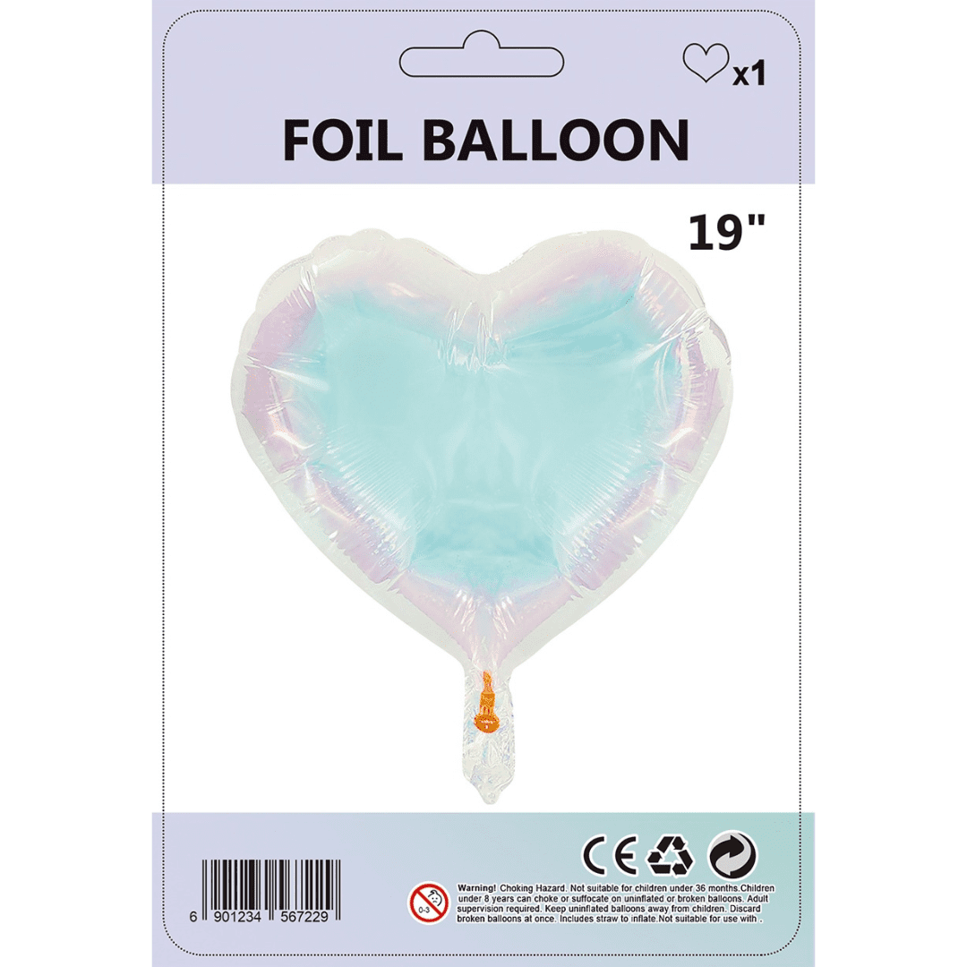 19 inch Iridescent Love Heart Shape Foil Balloon
