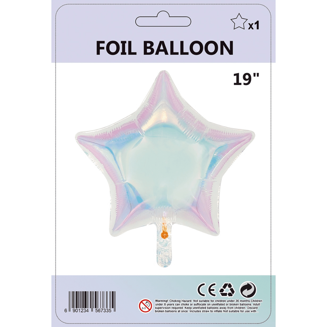 19 inch Iridescent Star Shape Foil Balloon