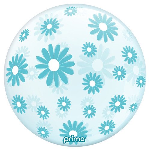 20 inch Blue Daisies Clear Sphere Balloon