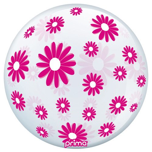 20 inch Hot Pink Daisies Clear Sphere Balloon