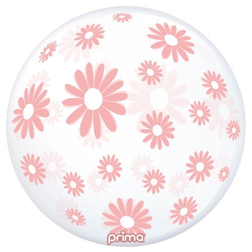 20 inch Light Pink Daisies Clear Sphere Balloon