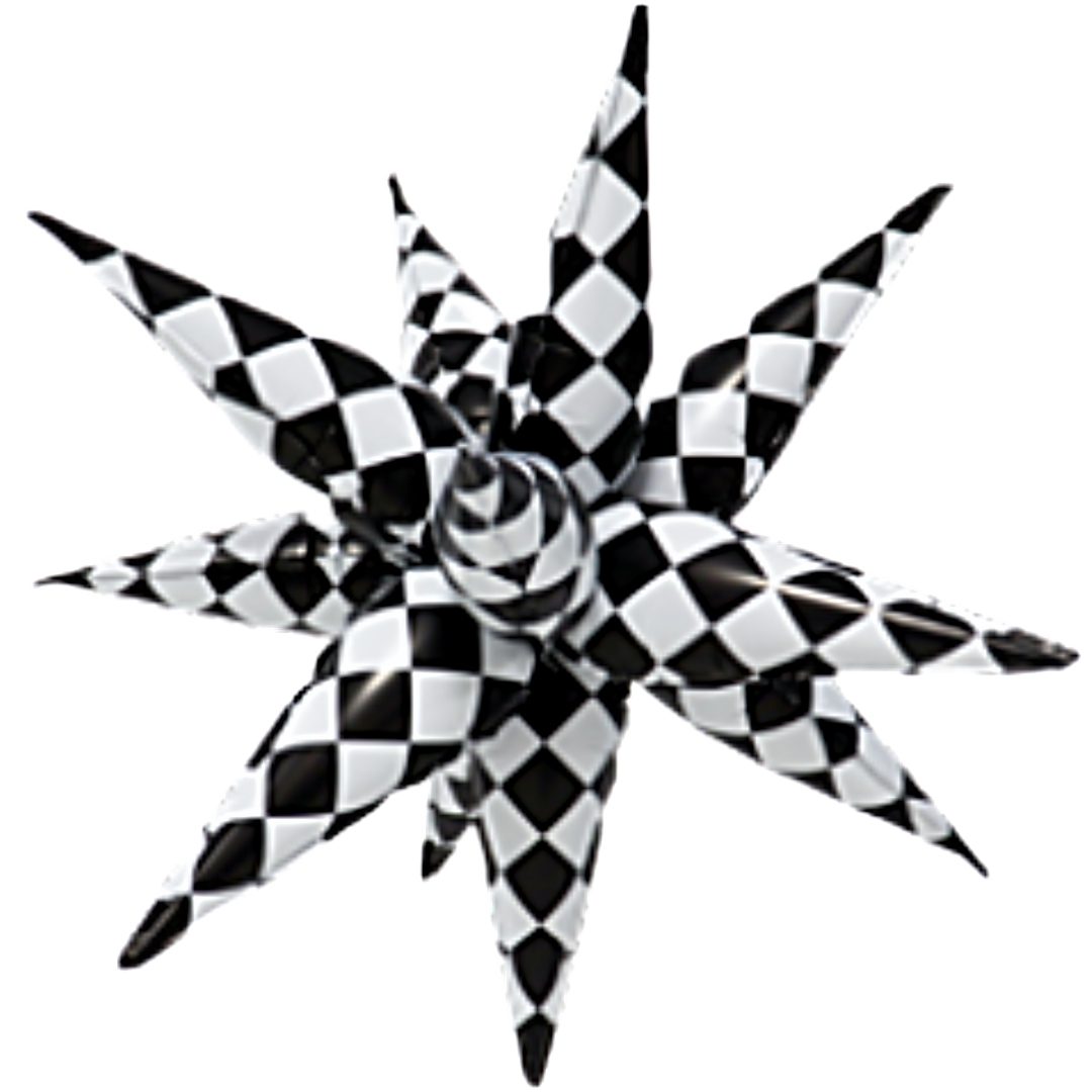26 inch 12 point Black and White Spikey Starburst Foil Balloon