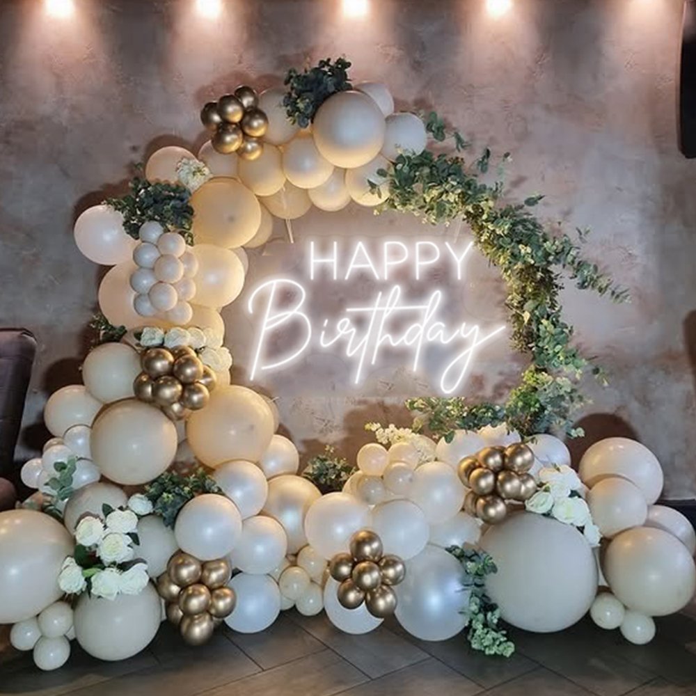 Happy Birthday Neon Sign 80x49cm - Cool White
