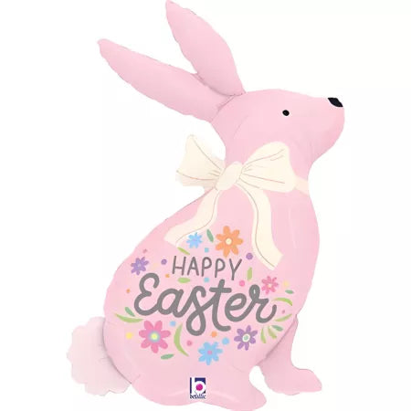 32 inch Pastel Pink Happy Easter Bunny Foil Balloon