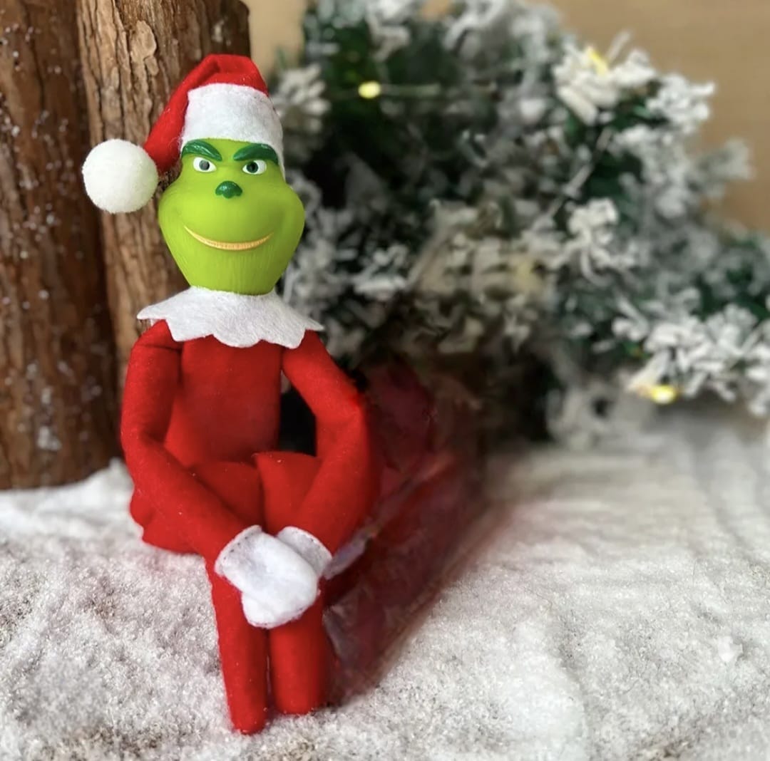 33cm Green Face Vinyl Doll Figure Santa Suit & Hat b