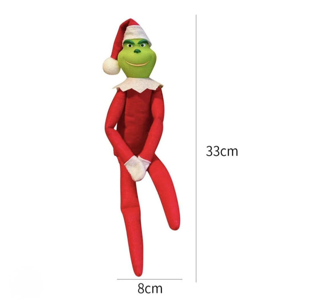 33cm Green Face Vinyl Doll Figure Santa Suit & Hat