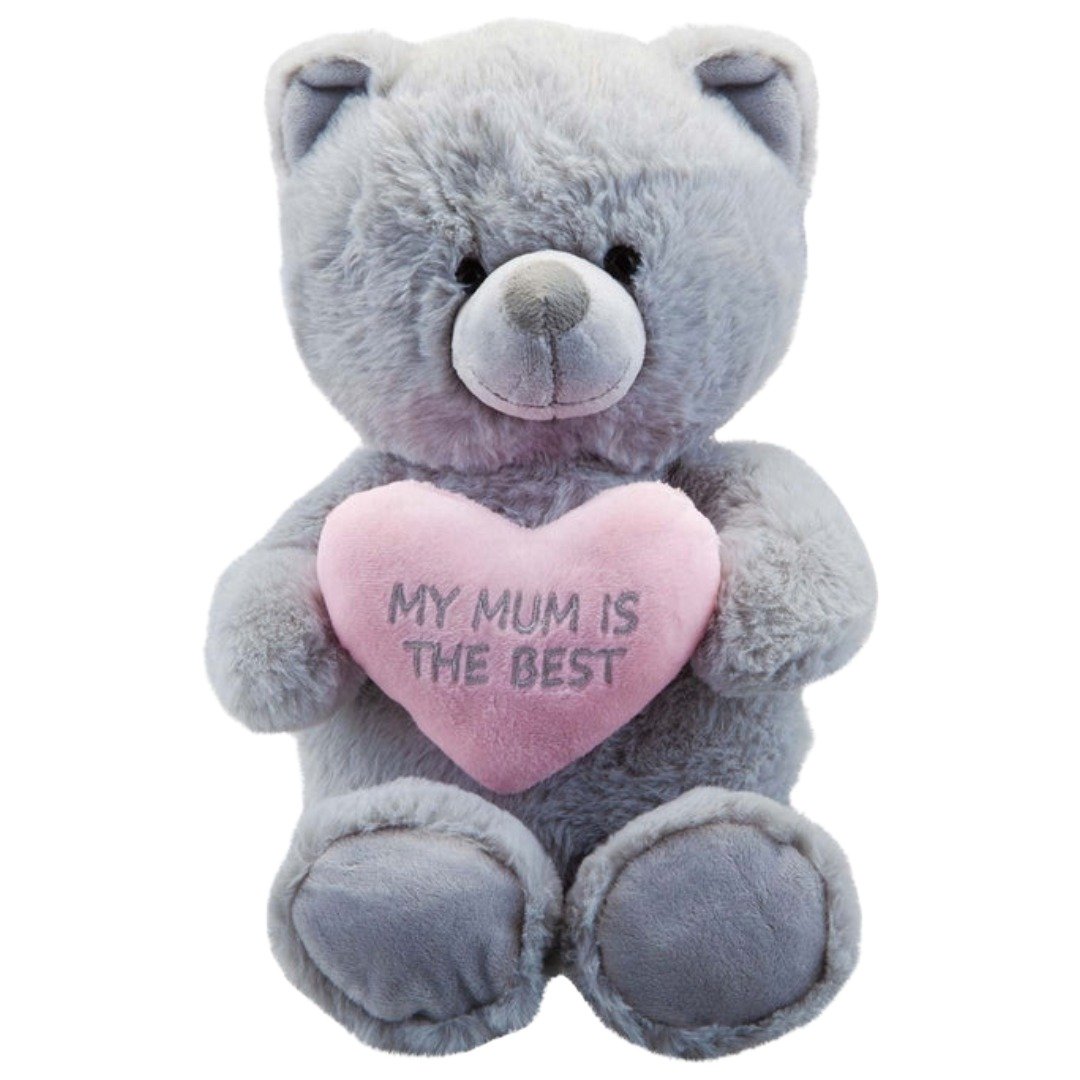 36cm My Mum is The Best Grey Cuddly Bear Plush