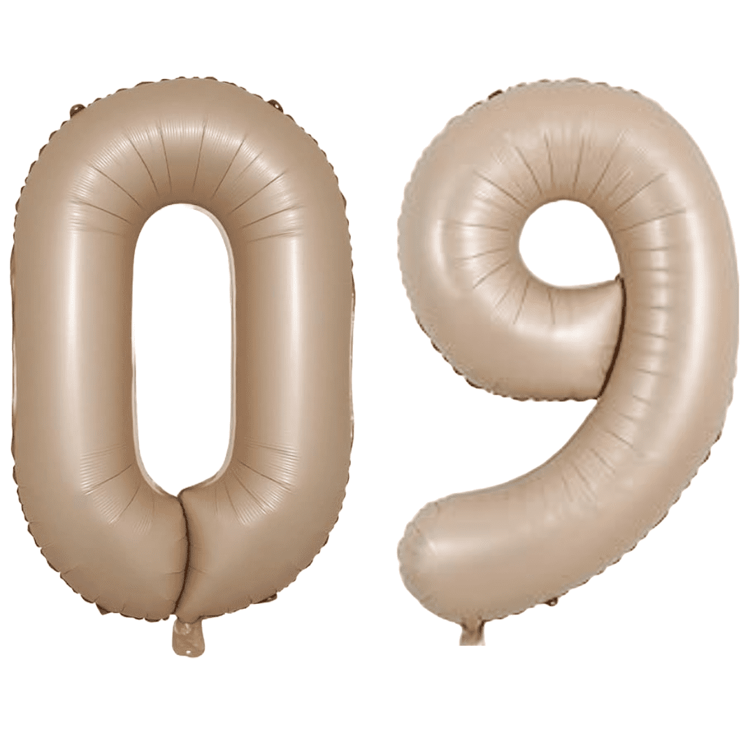 40 inch Age 0-9 Caramel Latte Cream Foil Number Balloons