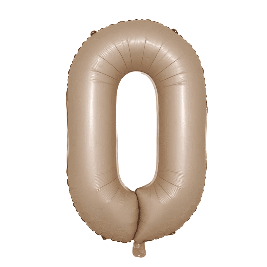 40 inch Age 0 Caramel Latte Cream Foil Number Balloons