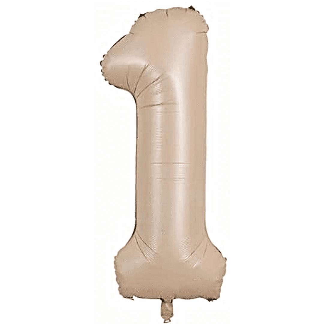 40 inch Age 1 Caramel Latte Cream Foil Number Balloons