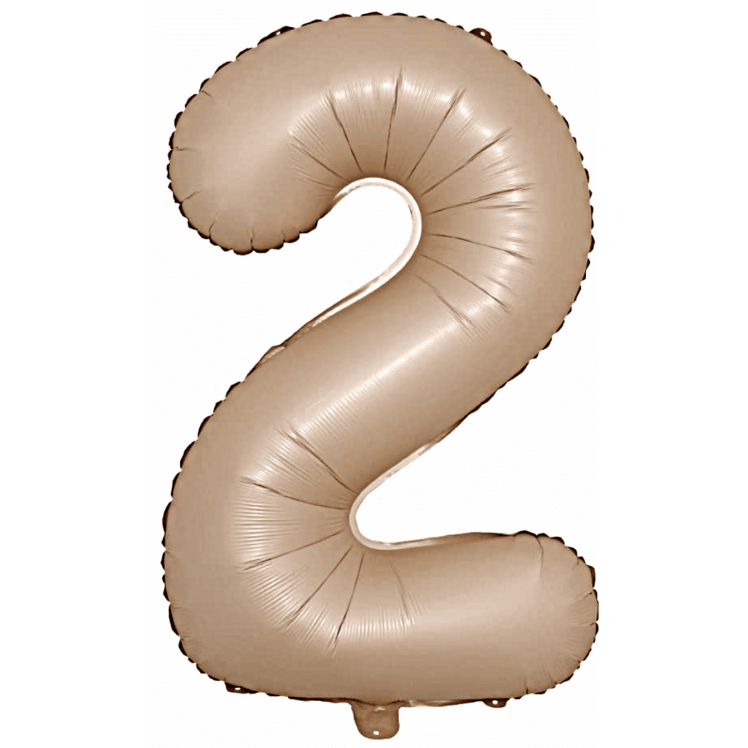 40 inch Age 2 Caramel Latte Cream Foil Number Balloons