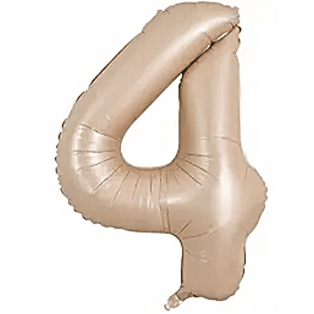40 inch Age 4 Caramel Latte Cream Foil Number Balloons