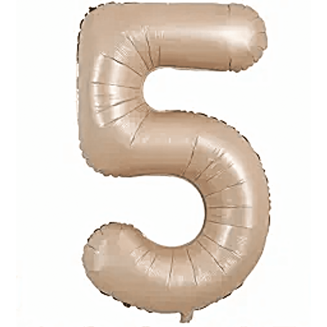 40 inch Age 5 Caramel Latte Cream Foil Number Balloons