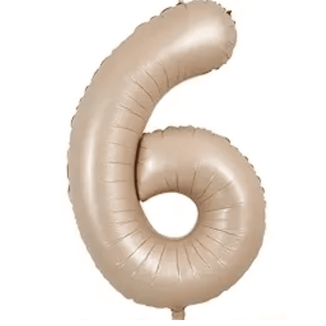 40 inch Age 6 Caramel Latte Cream Foil Number Balloons