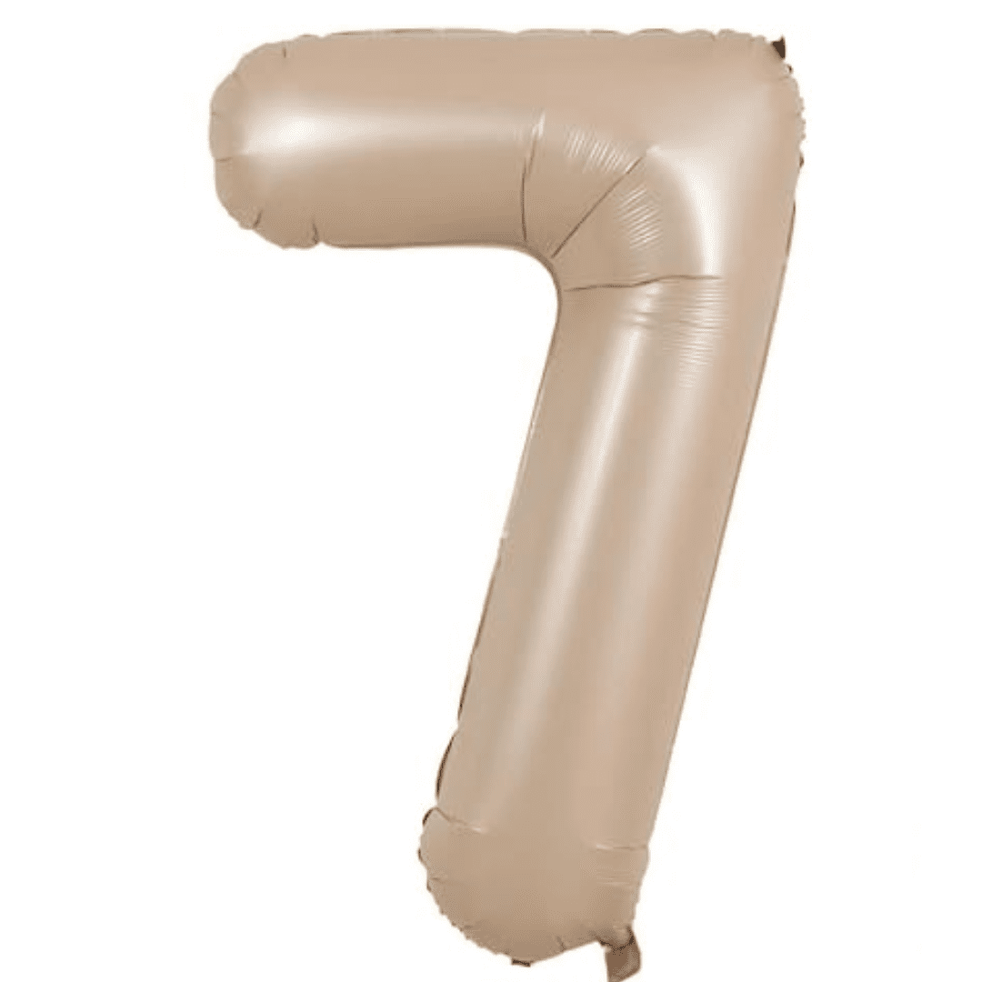 40 inch Age 7 Caramel Latte Cream Foil Number Balloons