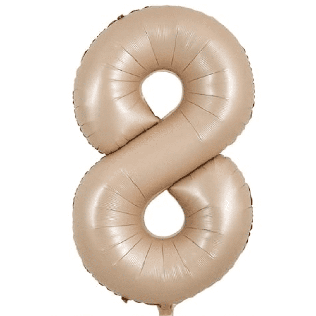 40 inch Age 8 Caramel Latte Cream Foil Number Balloons