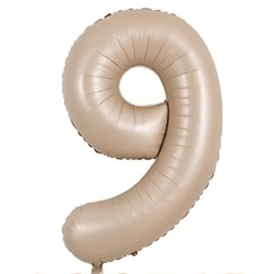 40 inch Age 9 Caramel Latte Cream Foil Number Balloons
