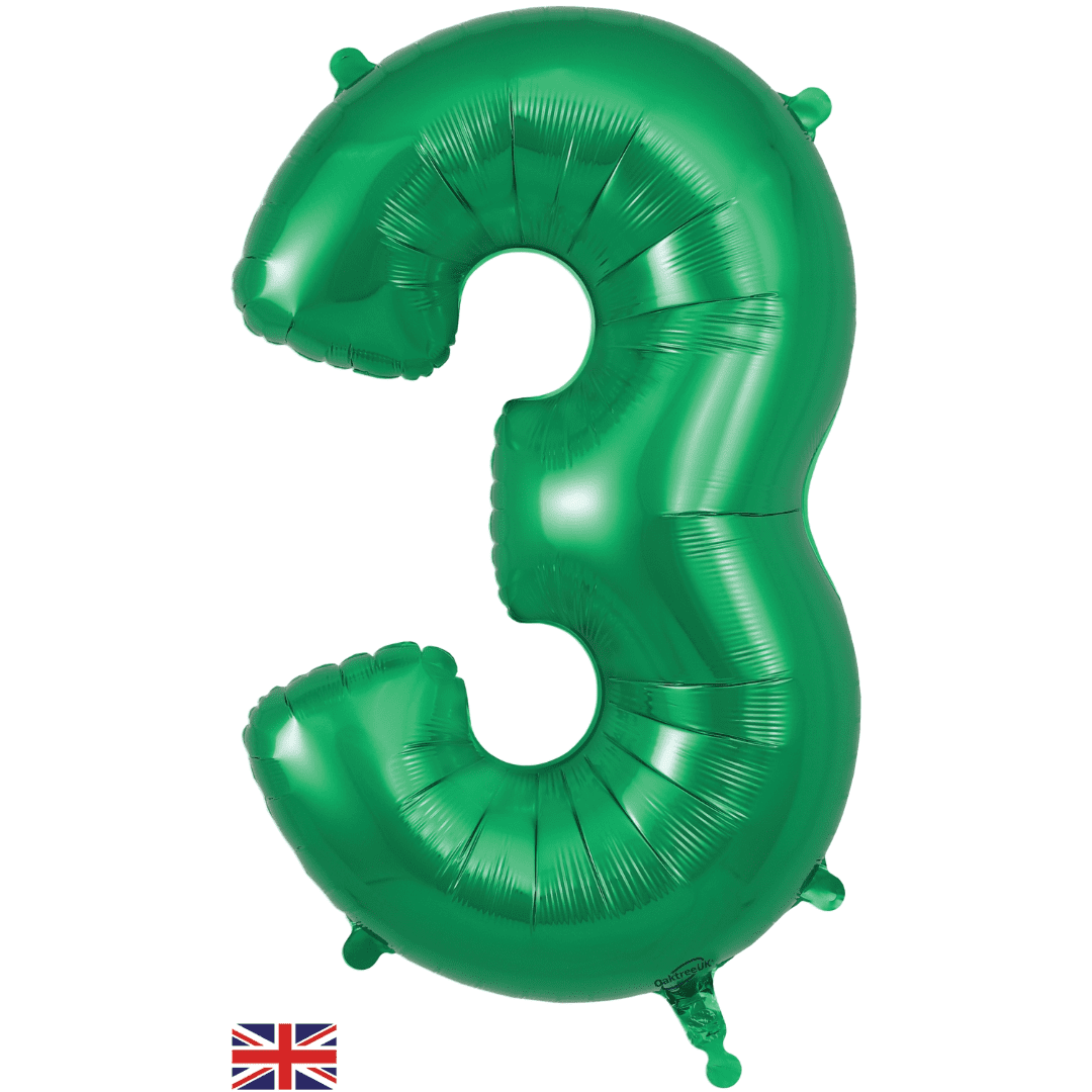 Oaktree 34 inch Number 3 Green Balloons_604131