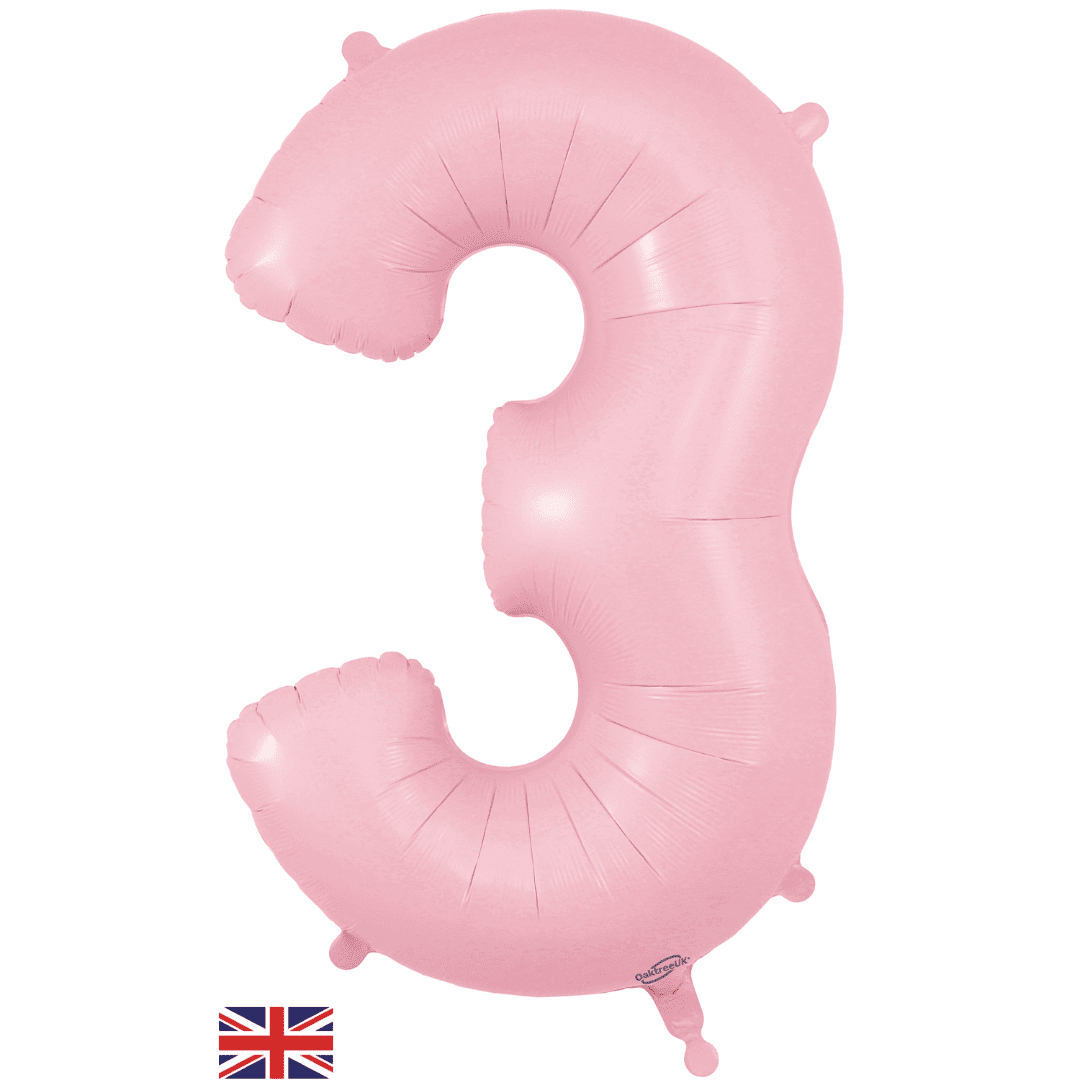 Oaktree 34 inch Number 3 Matte Pink Balloons_604230