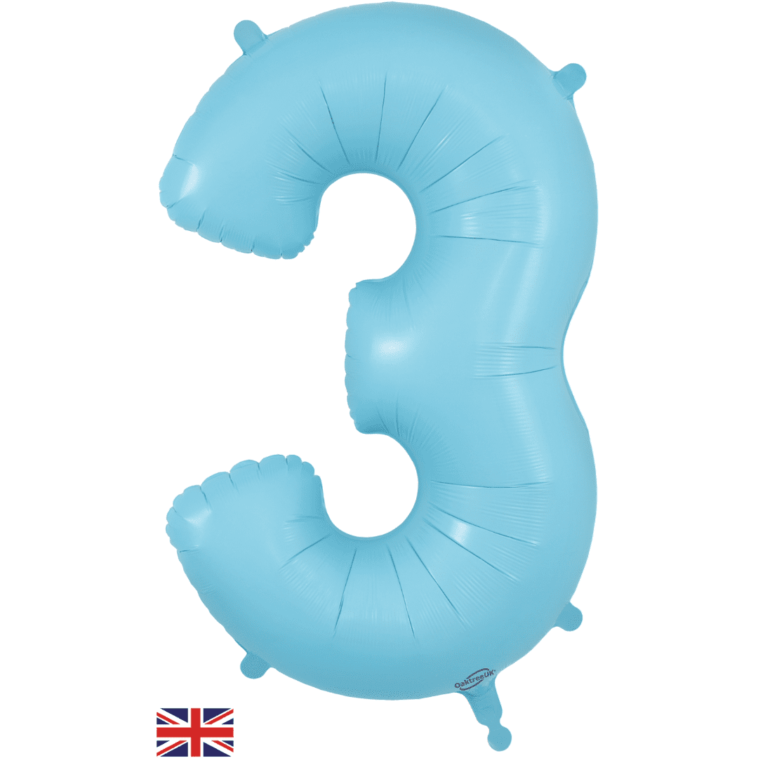 Oaktree 34 inch Number 3 Matte Blue Balloons_604339