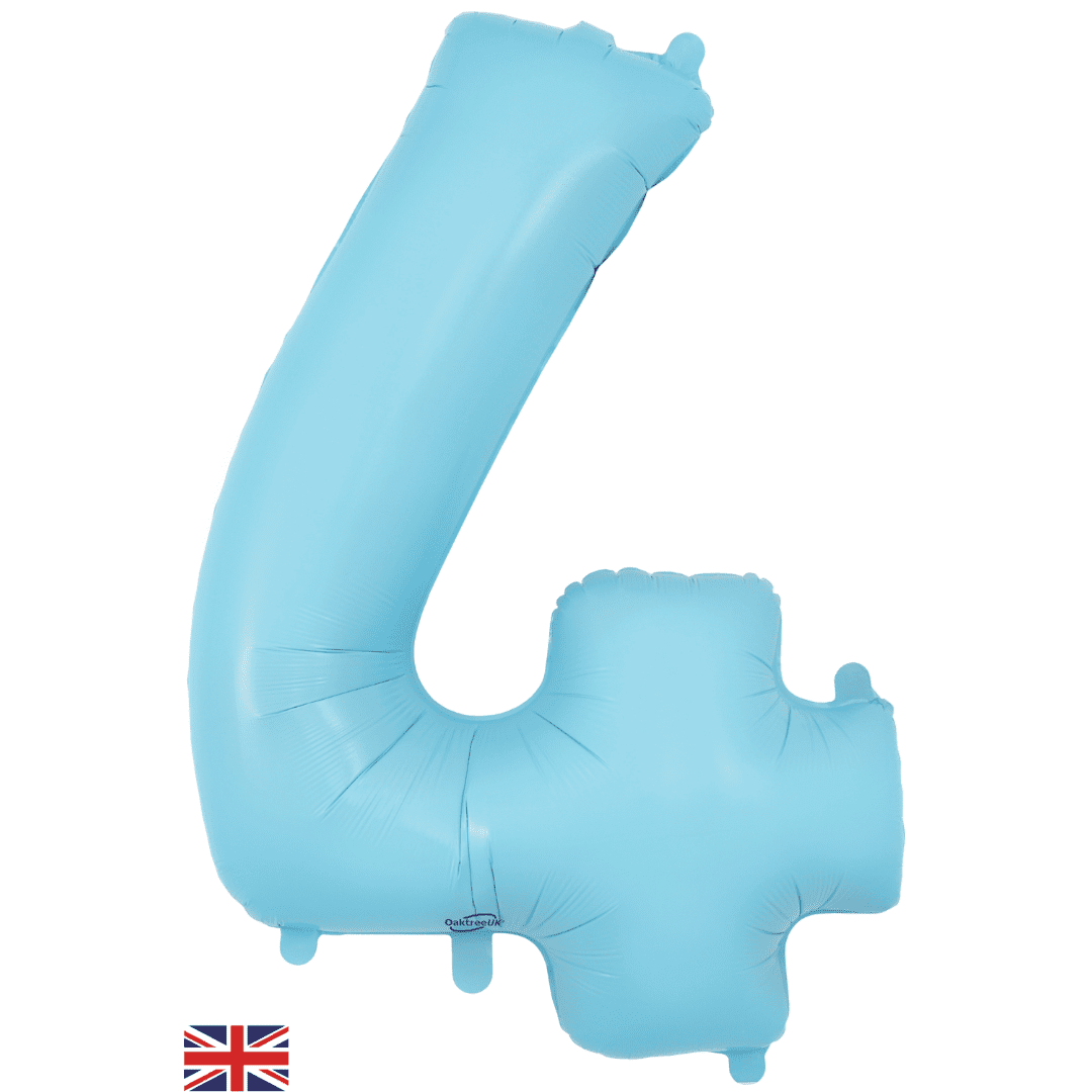 Oaktree 34 inch Number 4 Matte Blue Balloons_604346