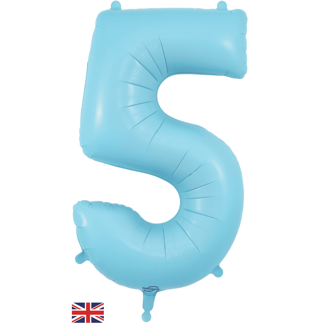 Oaktree 34 inch Number 5 Matte Blue Balloons_604353