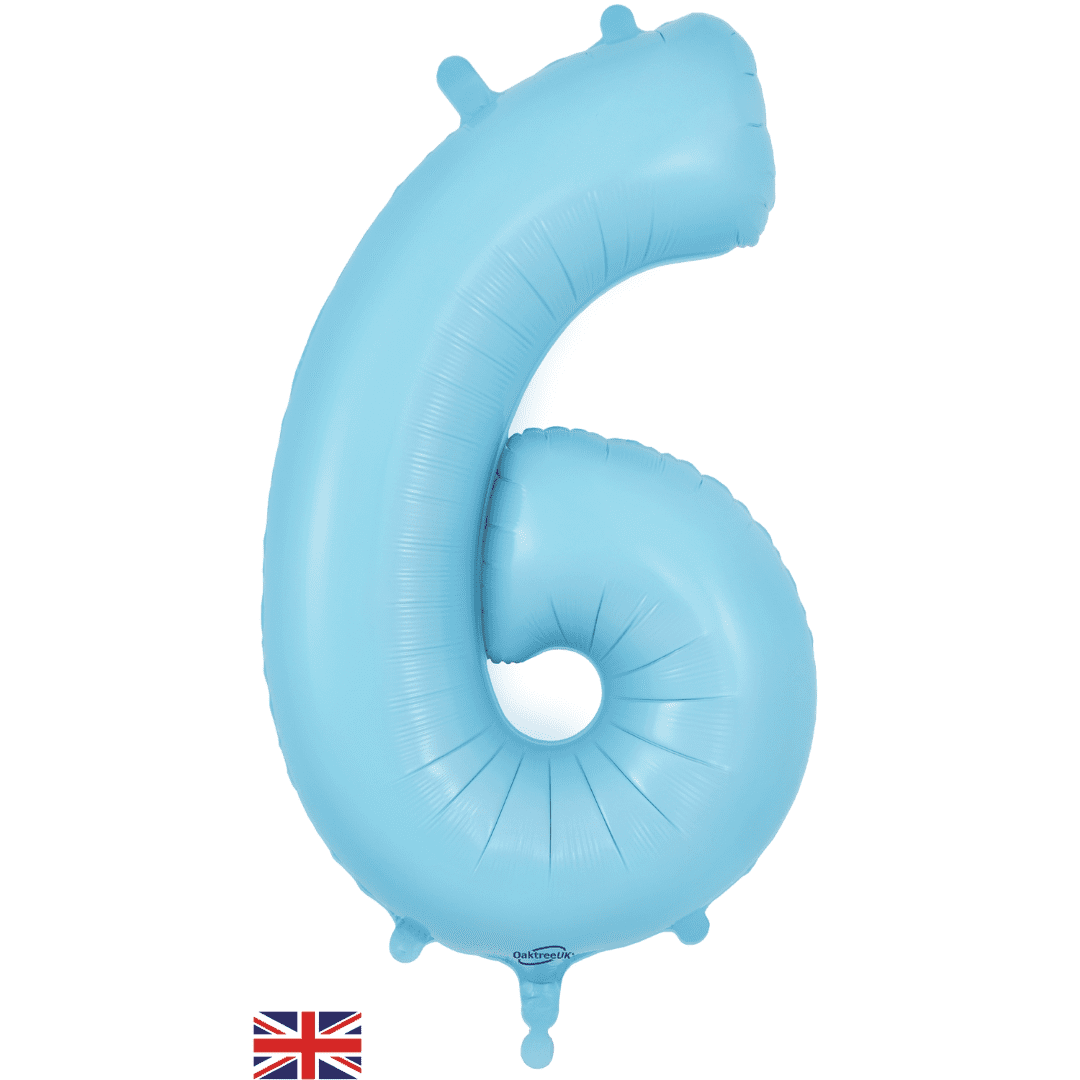 Oaktree 34 inch Number 6 Matte Blue Balloons_604360