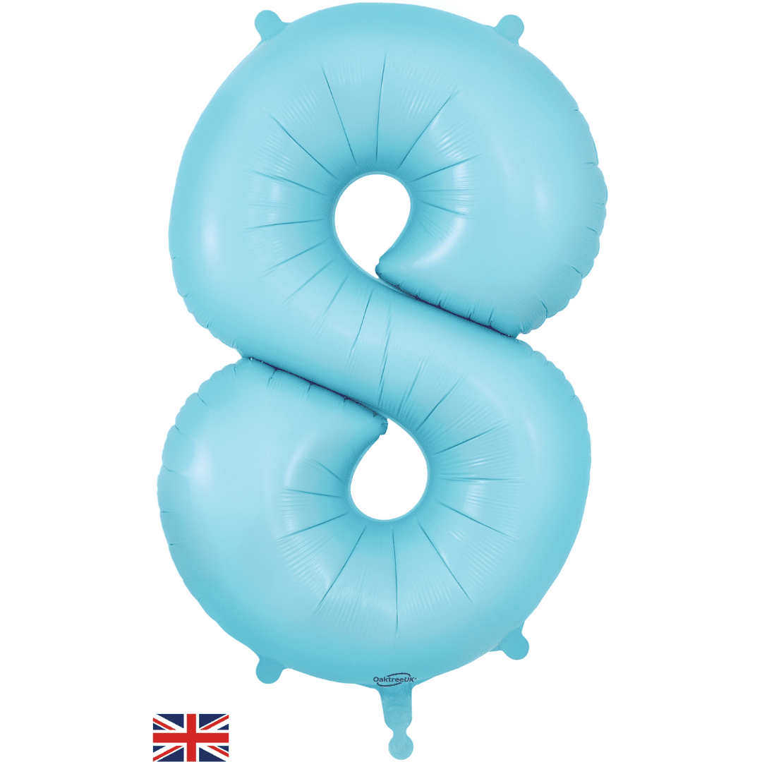 Oaktree 34 inch Number 8 Matte Blue Balloons_604384