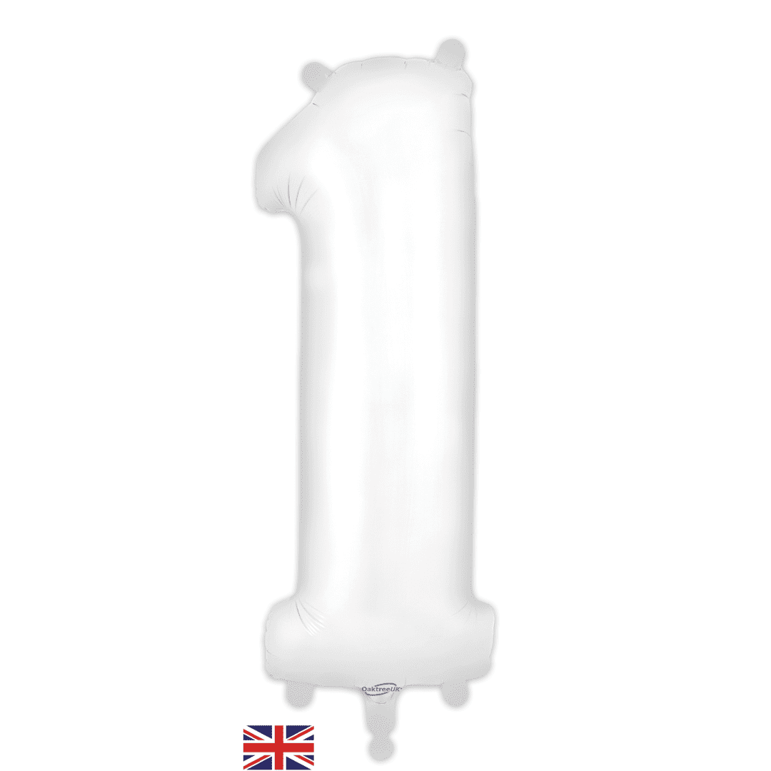Oaktree 34 inch Number 1 Matte White Balloons_604414