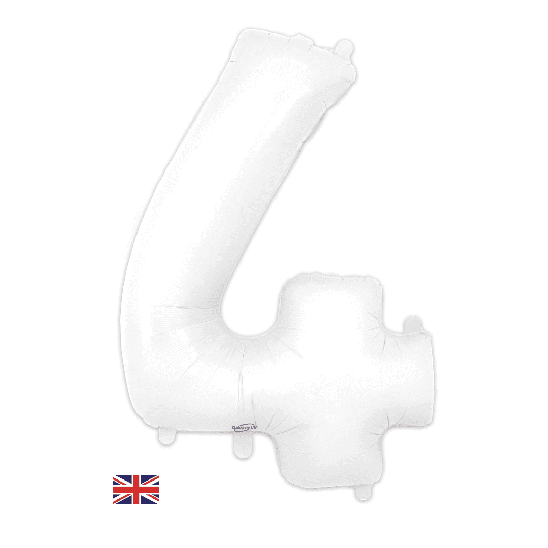 Oaktree 34 inch Number 4 Matte White Balloons_604445