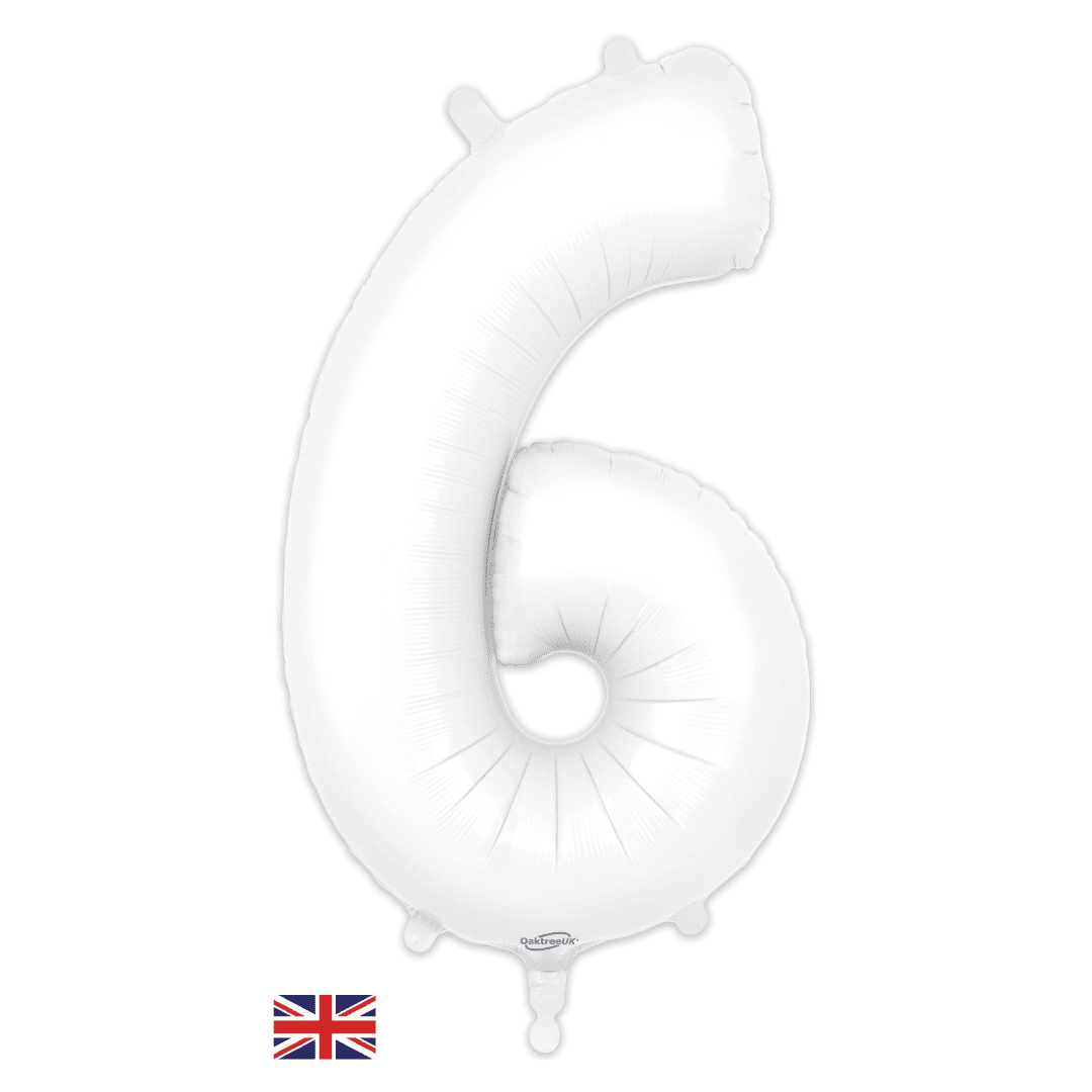 Oaktree 34 inch Number 6 Matte White Balloons_604469