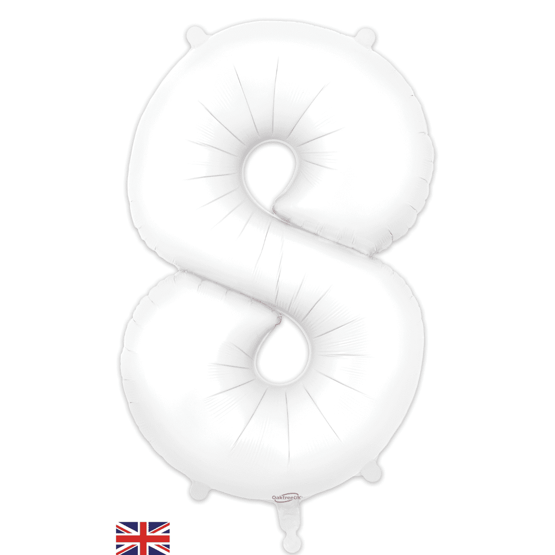 Oaktree 34 inch Number 8 Matte White Balloons_604483