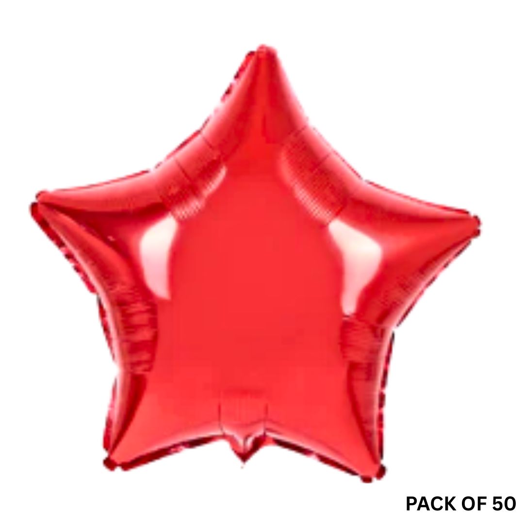 9 inch metallic Red Star Balloon pack of 50