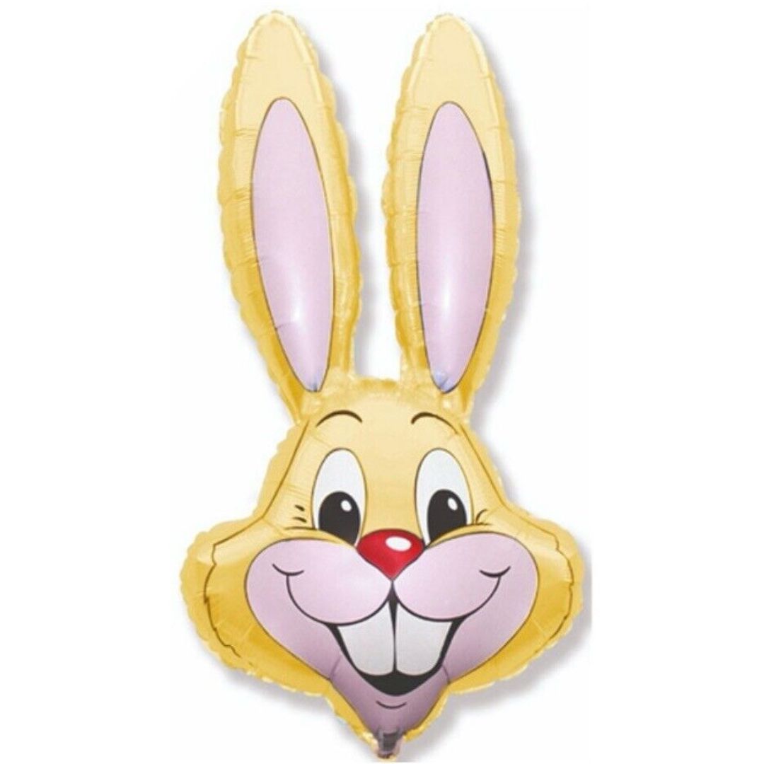 901589AM-P_Flexmetal 35 inch Yellow Bunny Rabbit Head Shape Foil Balloon