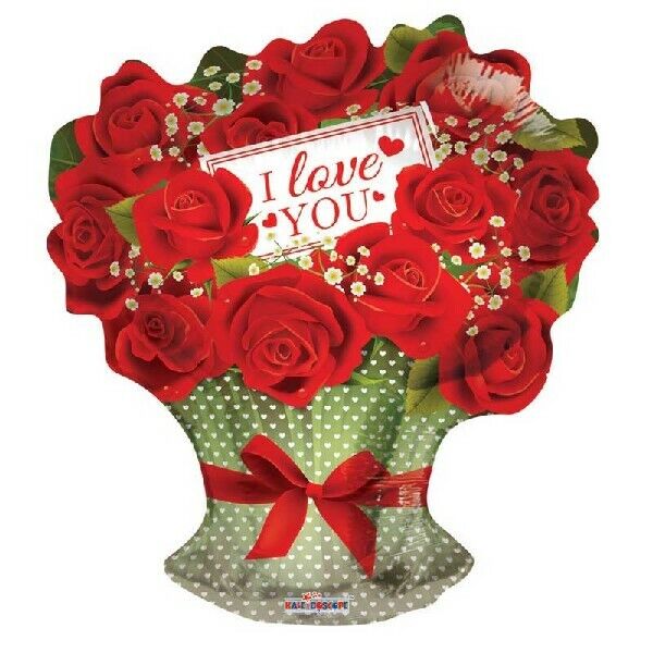 APAC 18 inch I Love You Red Roses Branch Foil Balloon_19624