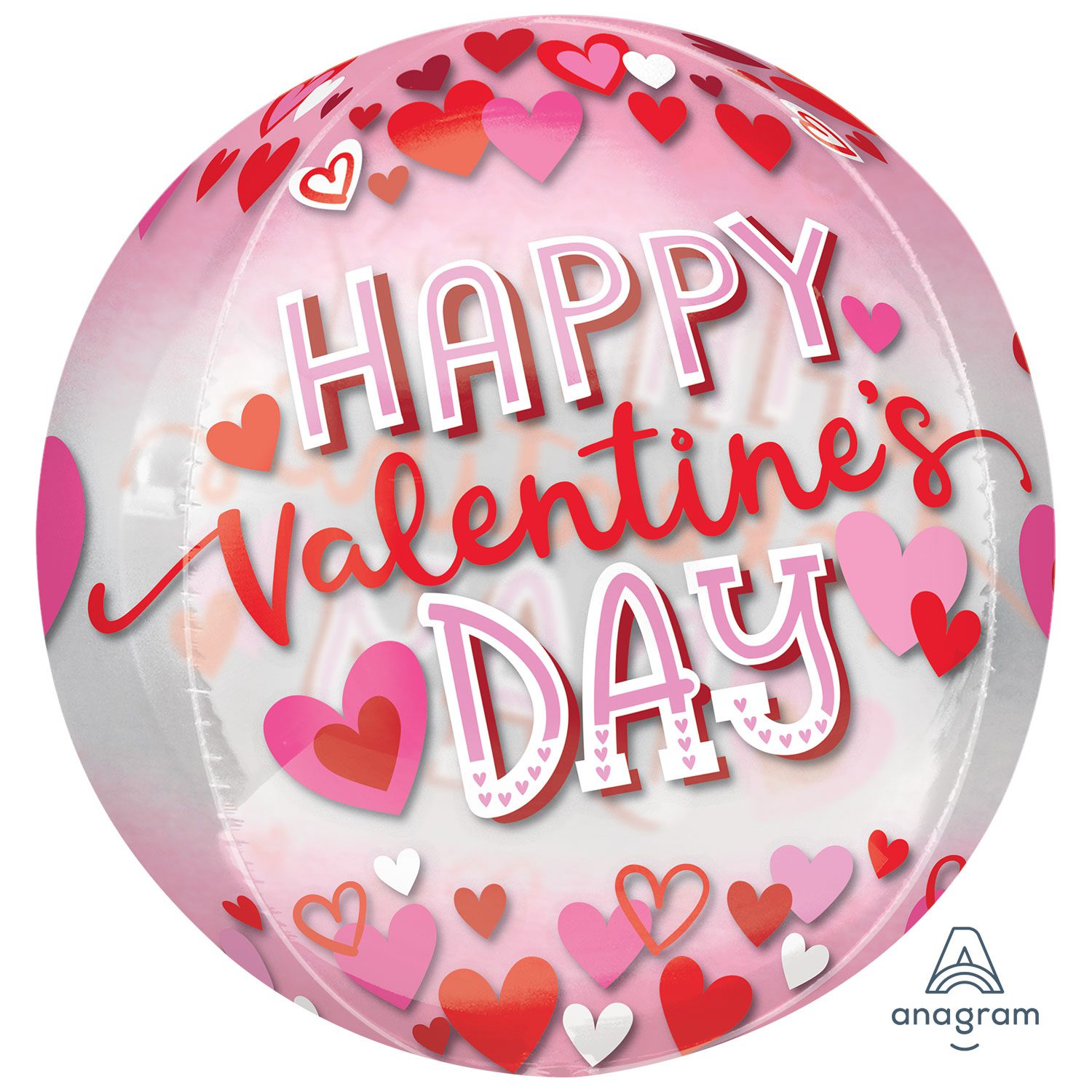 Amscan 15 inch Happy Valentine's Day Pink Red Hearts Orbz Foil Balloon_4068401