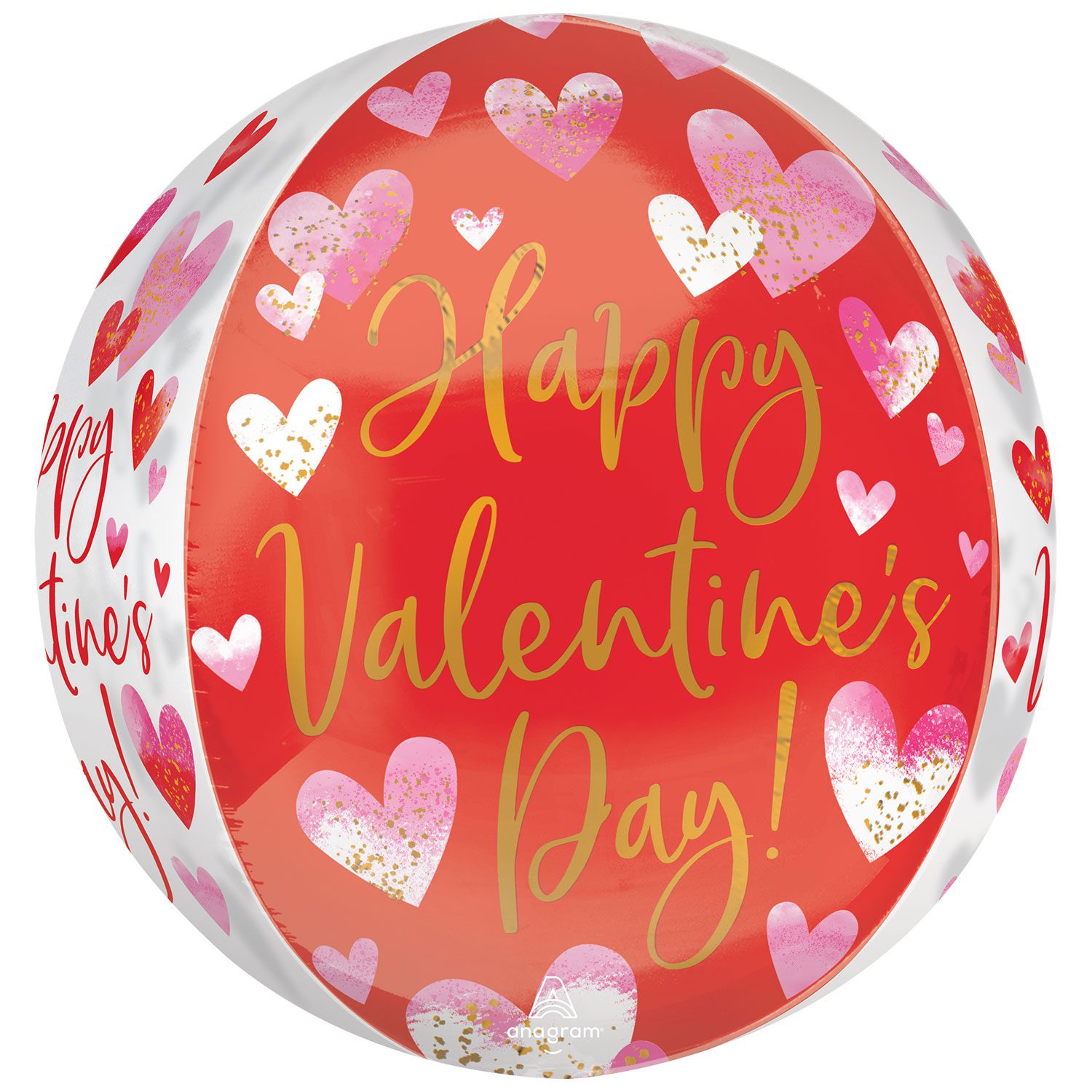 Amscan 15 inch Happy Valentines White Red Orbz Foil Balloon_4369801 b