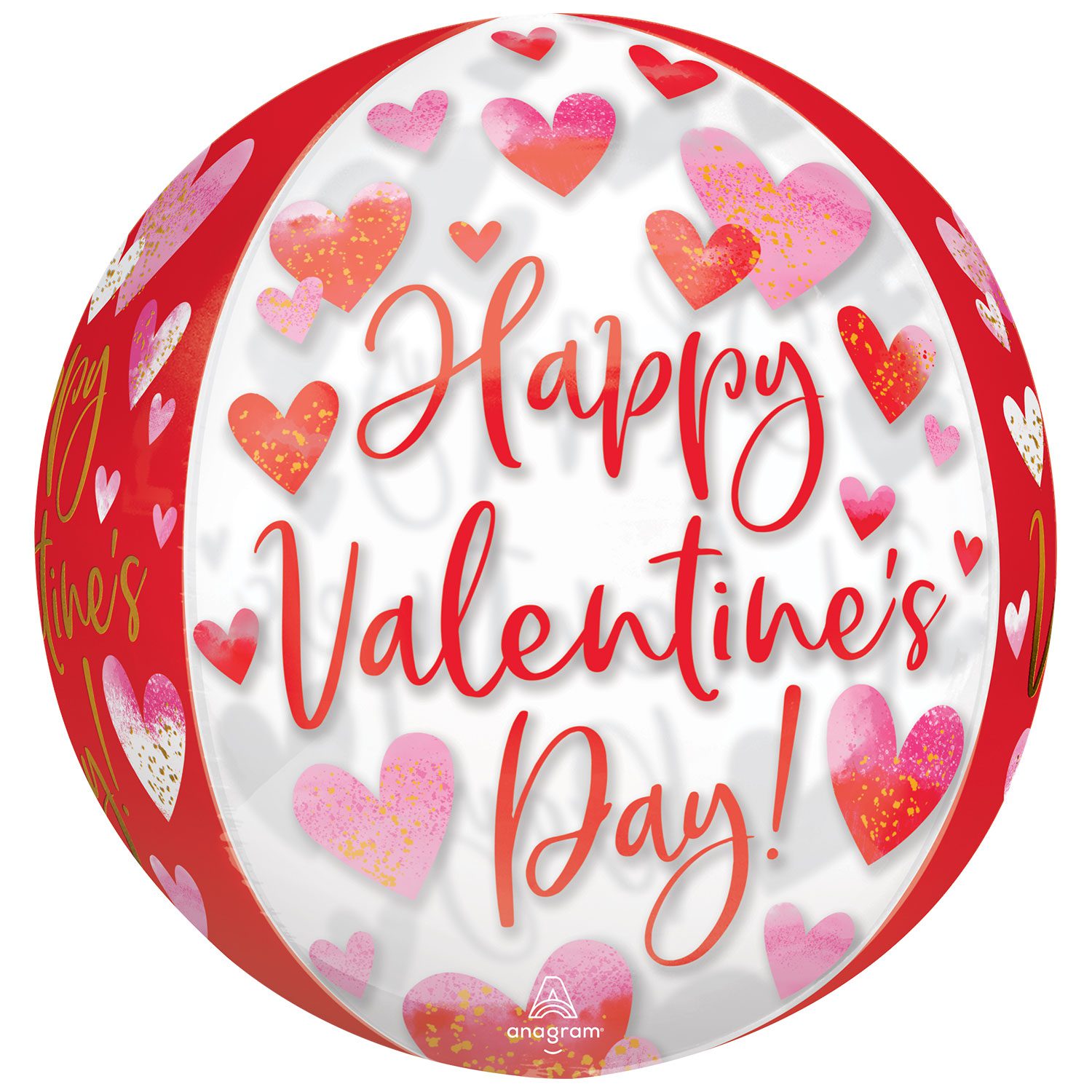 Amscan 15 inch Happy Valentines White Red Orbz Foil Balloon_4369801
