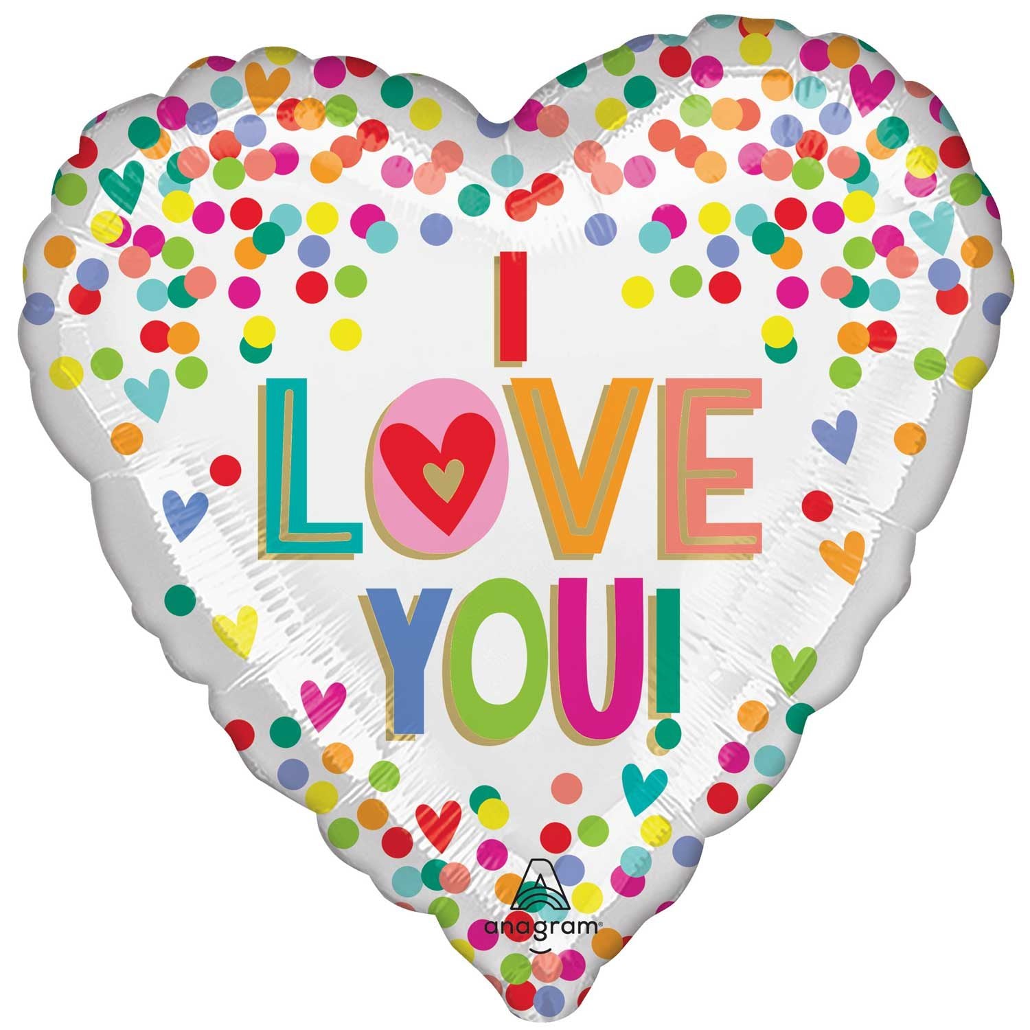 Amscan 17 inch I love You Rainbow Dots Foil Balloon_4511201
