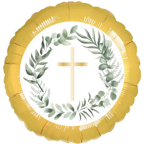 Amscan 18 inch Botanical Celebration Gold Cross Foil Balloon_9915642-500__57047