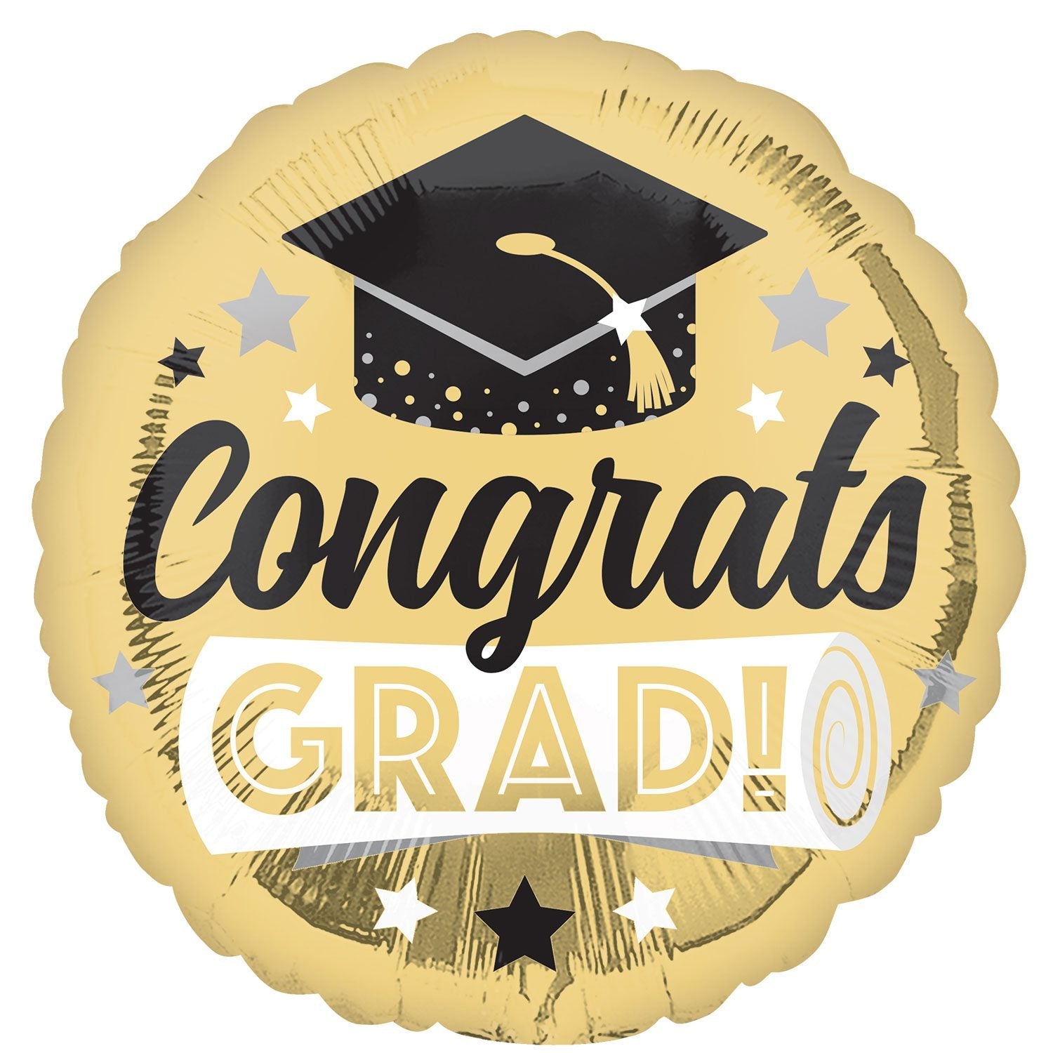 Amscan 18 inch Congrats Grad Shiny Gold Round Foil Balloon_69749-4421001-1-3-1500+