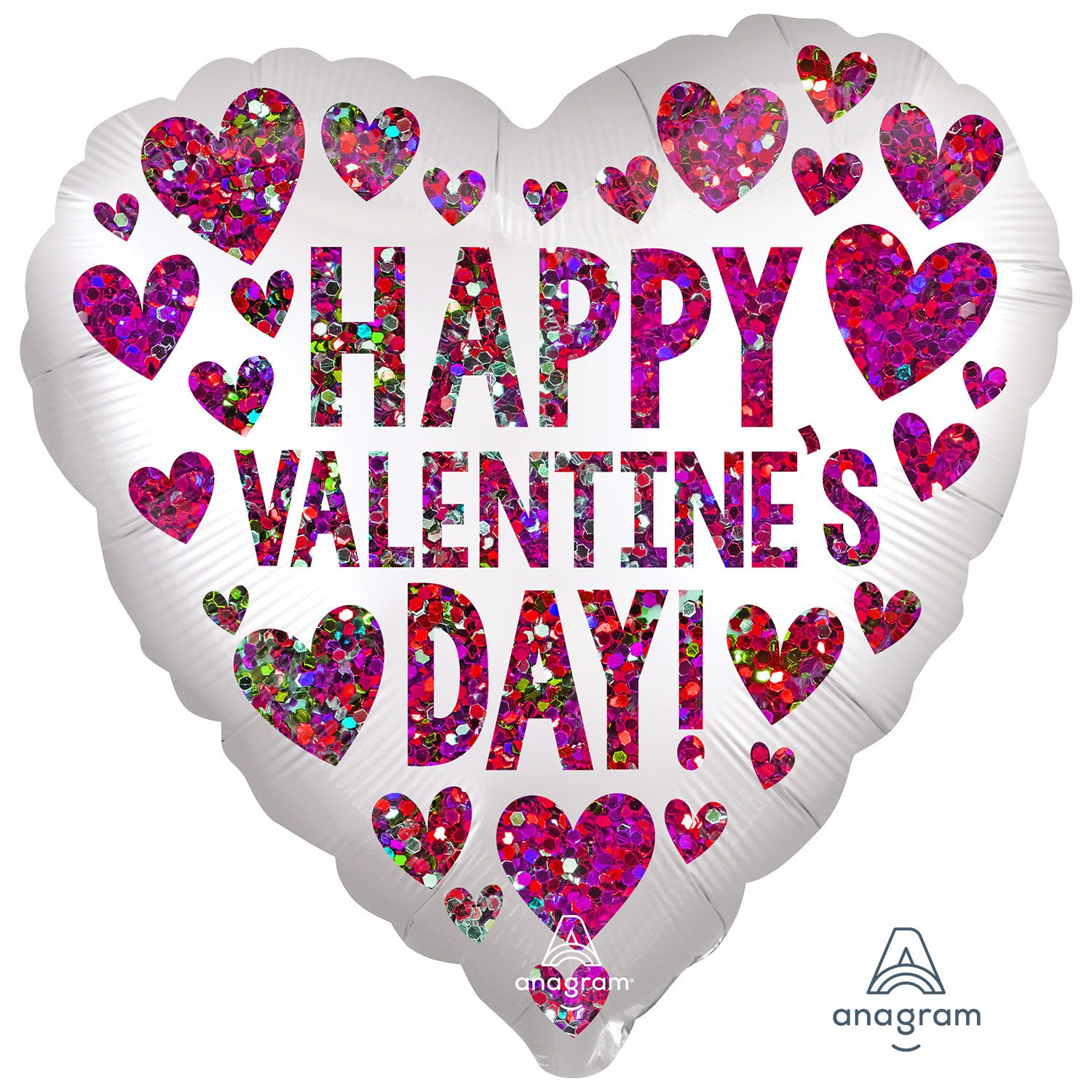 Amscan 18 inch Happy Valentine's Day Purple Hearts White Foil Balloon_4226801