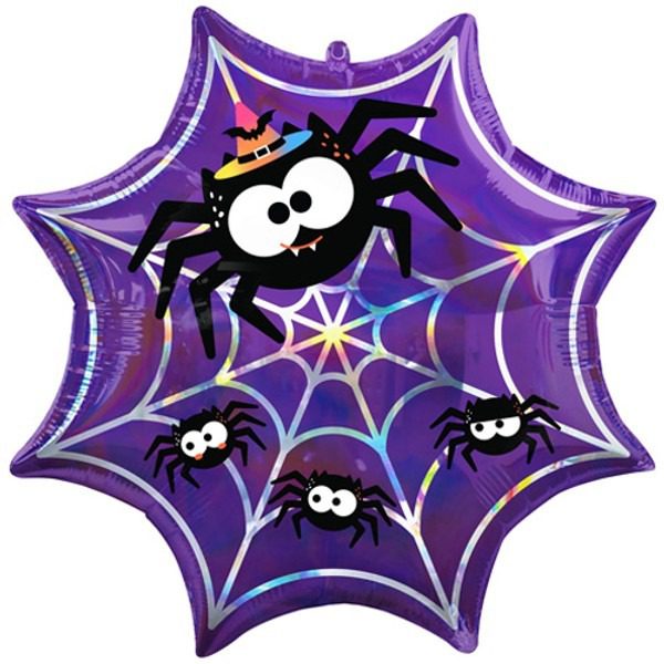 Amscan 22 inch Iridescent Spider Web Supershape Foil Balloon_4194801-500__49636