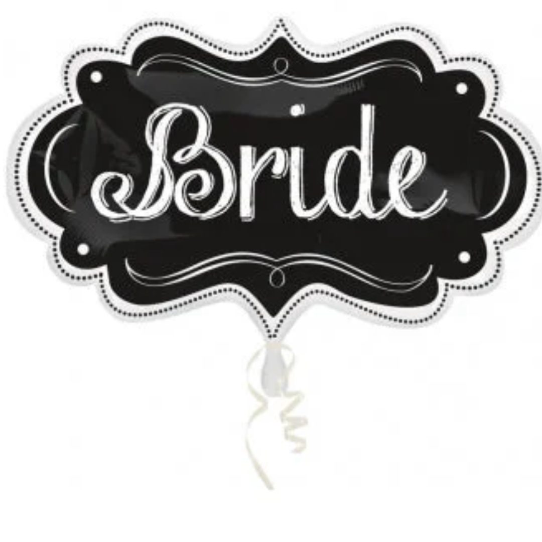 Amscan 27 inch Bride Chalkboard Black Foil Balloon