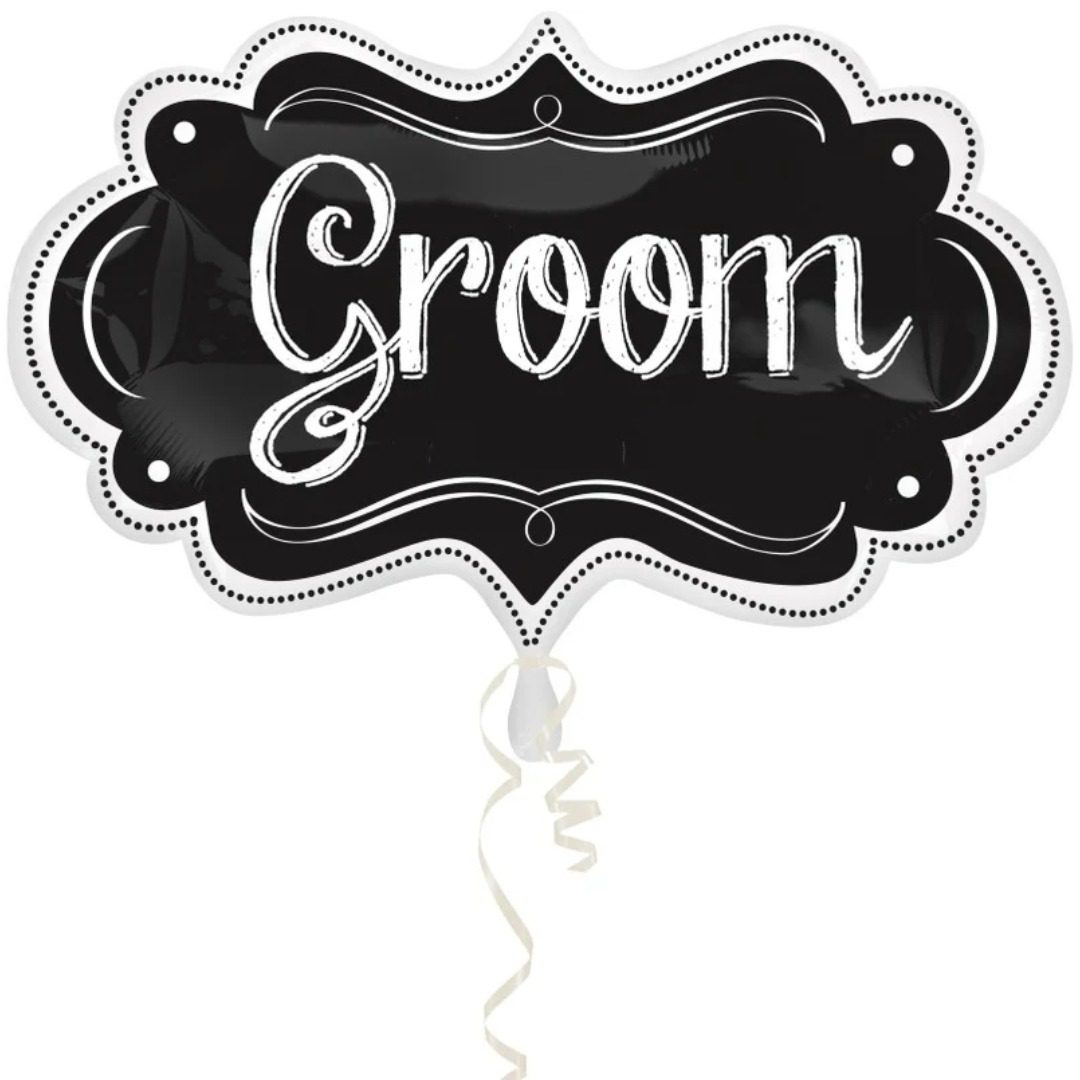 Amscan 27 inch Groom Chalkboard Black Foil Balloon