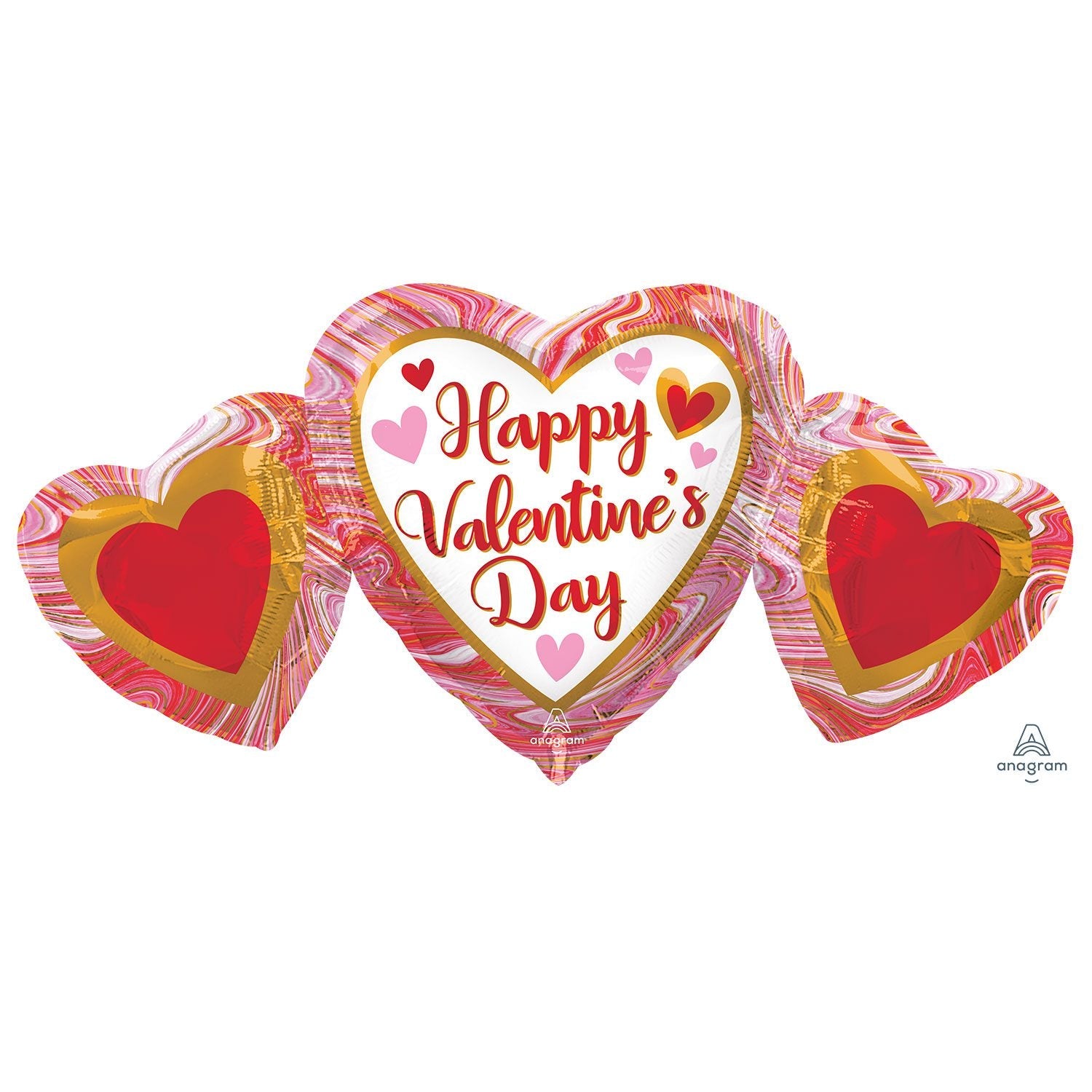 Amscan 34 inch Happy Valentine's Day Marble Heart Trio Foil Balloons_4231401