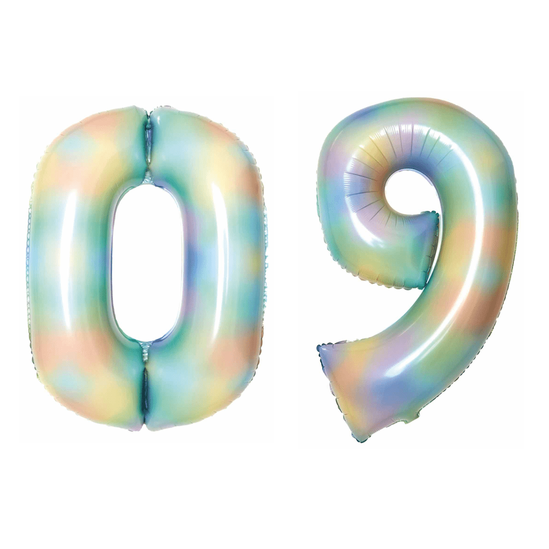Amscan 34 inch Pastel Rainbow Foil Number 0-9
